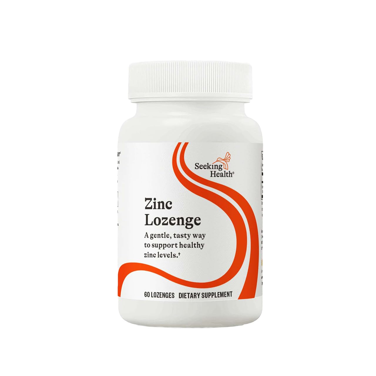 Seeking Health zinc lozenge packaging for daily immune support.
