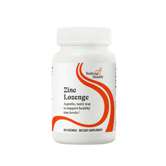 Seeking Health zinc lozenge packaging for daily immune support.