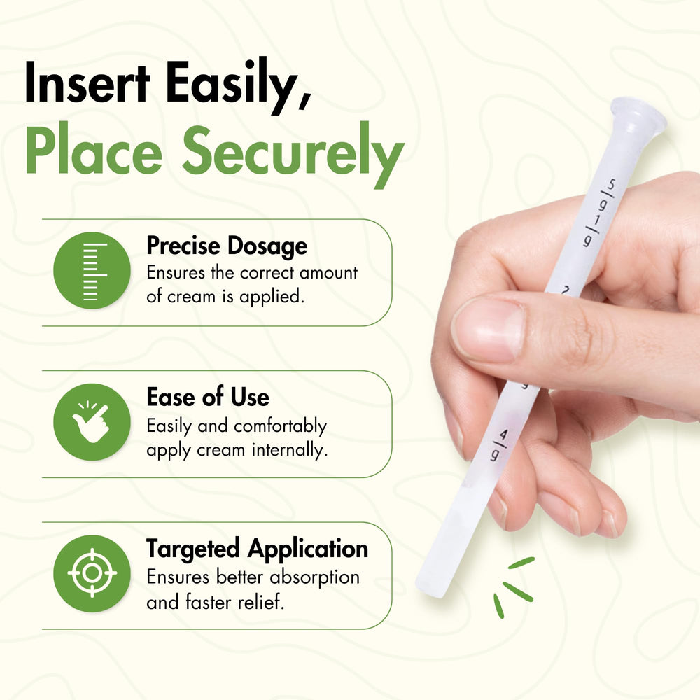 Seeq Wellness applicator with dosage markings for precise cream delivery