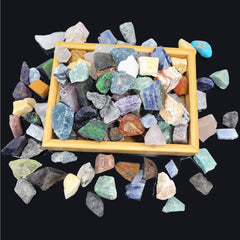 SeeuFun rough stones variety shows amethyst, lapis lazuli, and rose quartz for tumbling and study.
