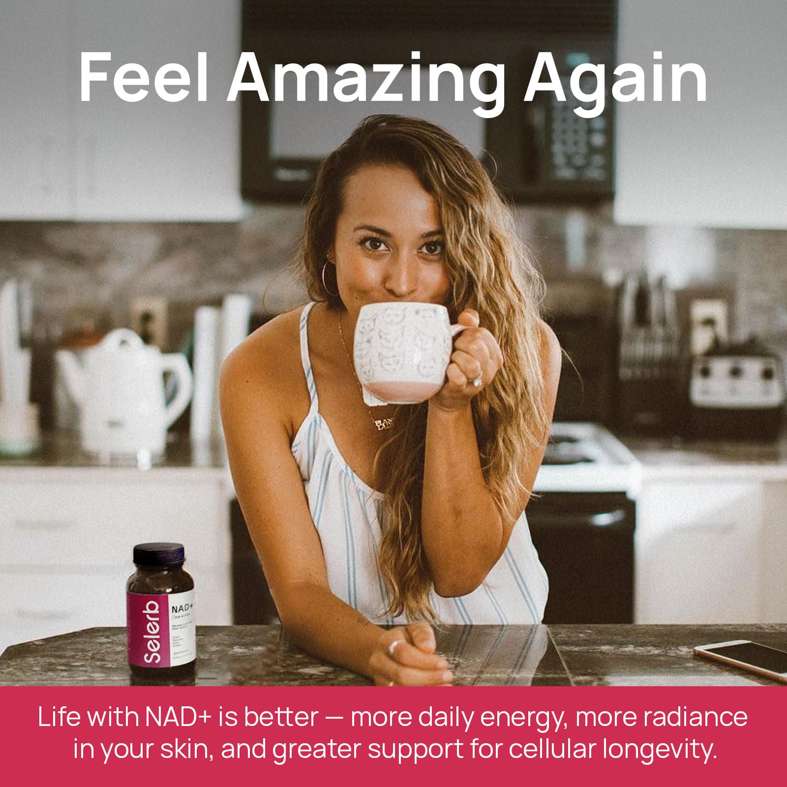 Selerb NADGENIE usage shot depicts simple daily intake routine.
