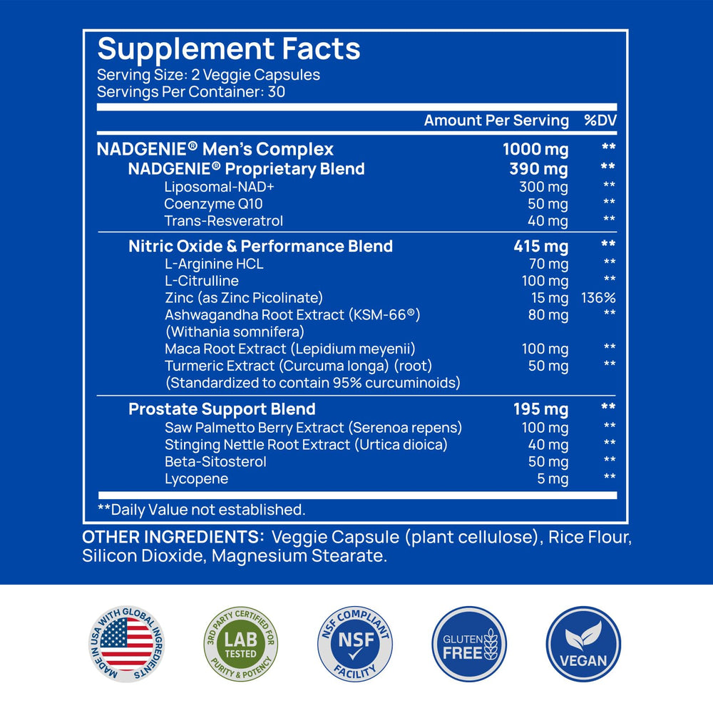 Selerb NADGENIE dosage panel shown for informed daily use and clean labeling.
