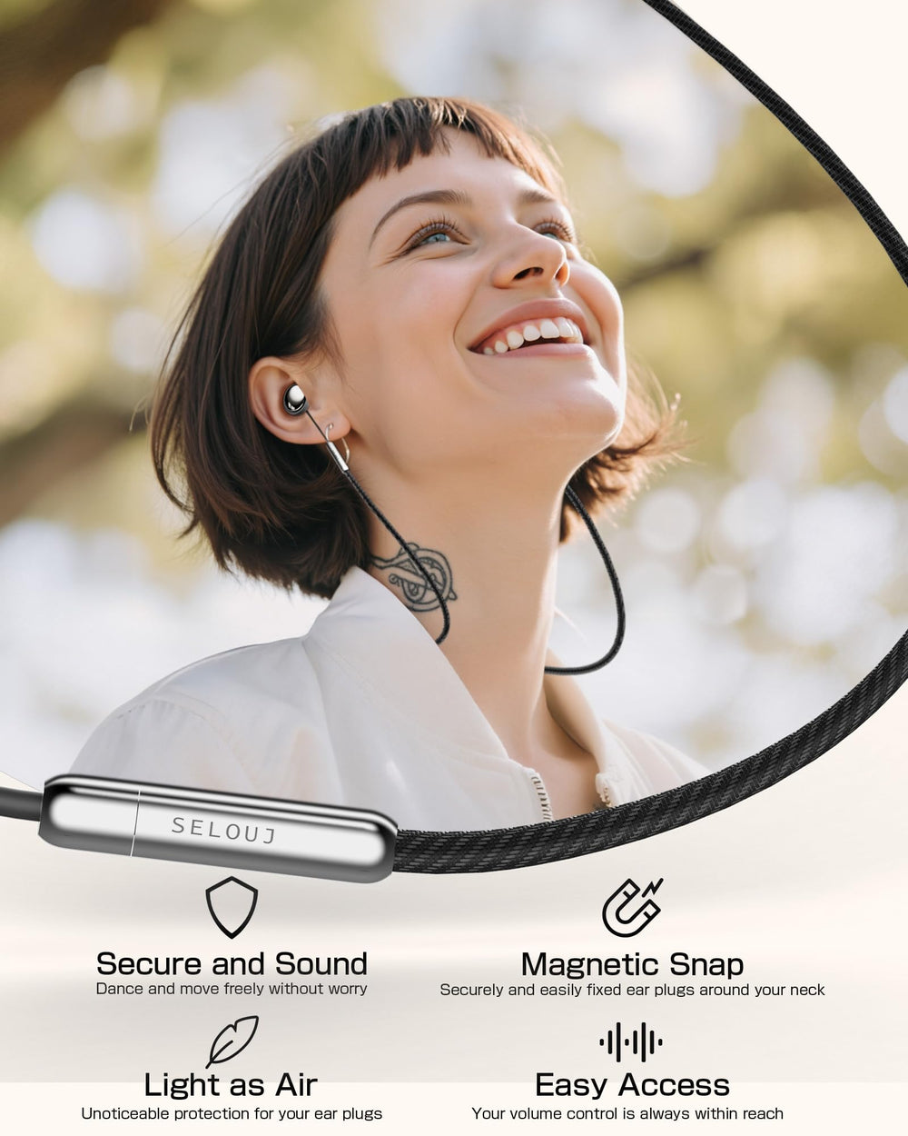 Selouj silicone tips preserve sound clarity for concerts.