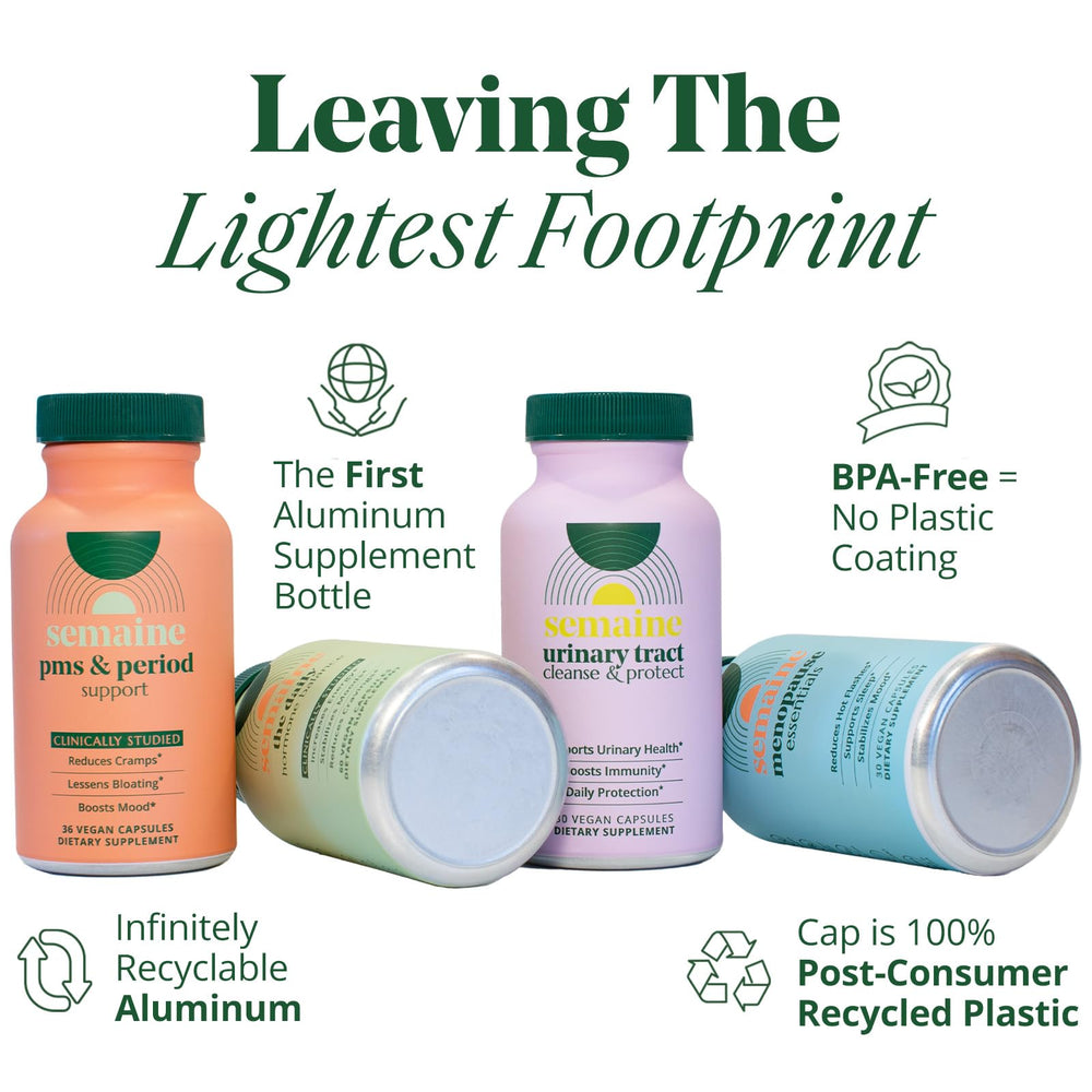 Semaine lifestyle wellness scene featuring a morning supplement routine