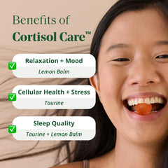 Semaine Stress Less Gummy label close-up highlighting CortisolCare