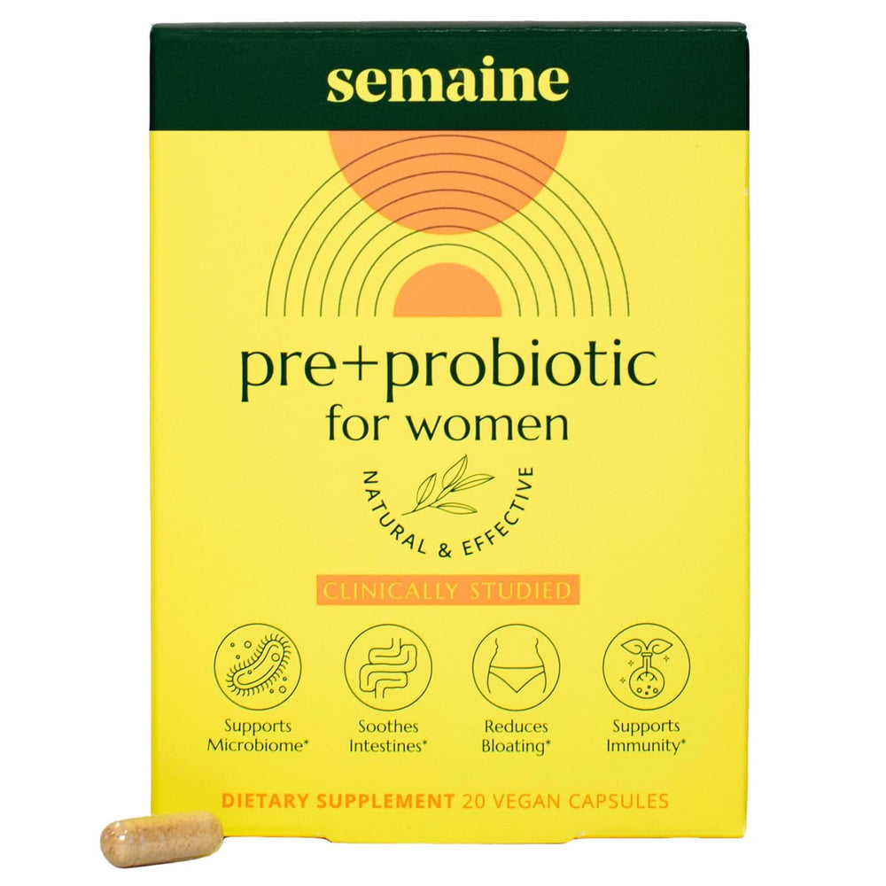 Semaine bottle image showing daily gut support for balanced digestion