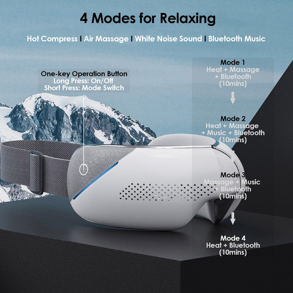 SEMTION Eye Massager with Heat, storage bag highlights travel-ready setup