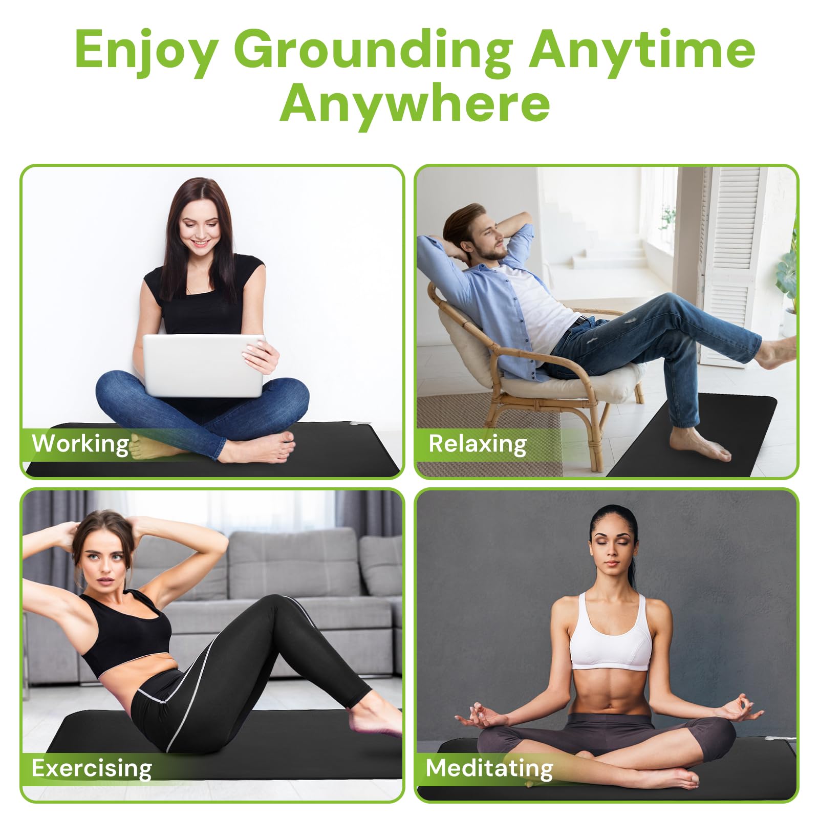 Senedy Health grounding mat in a calm meditation space.