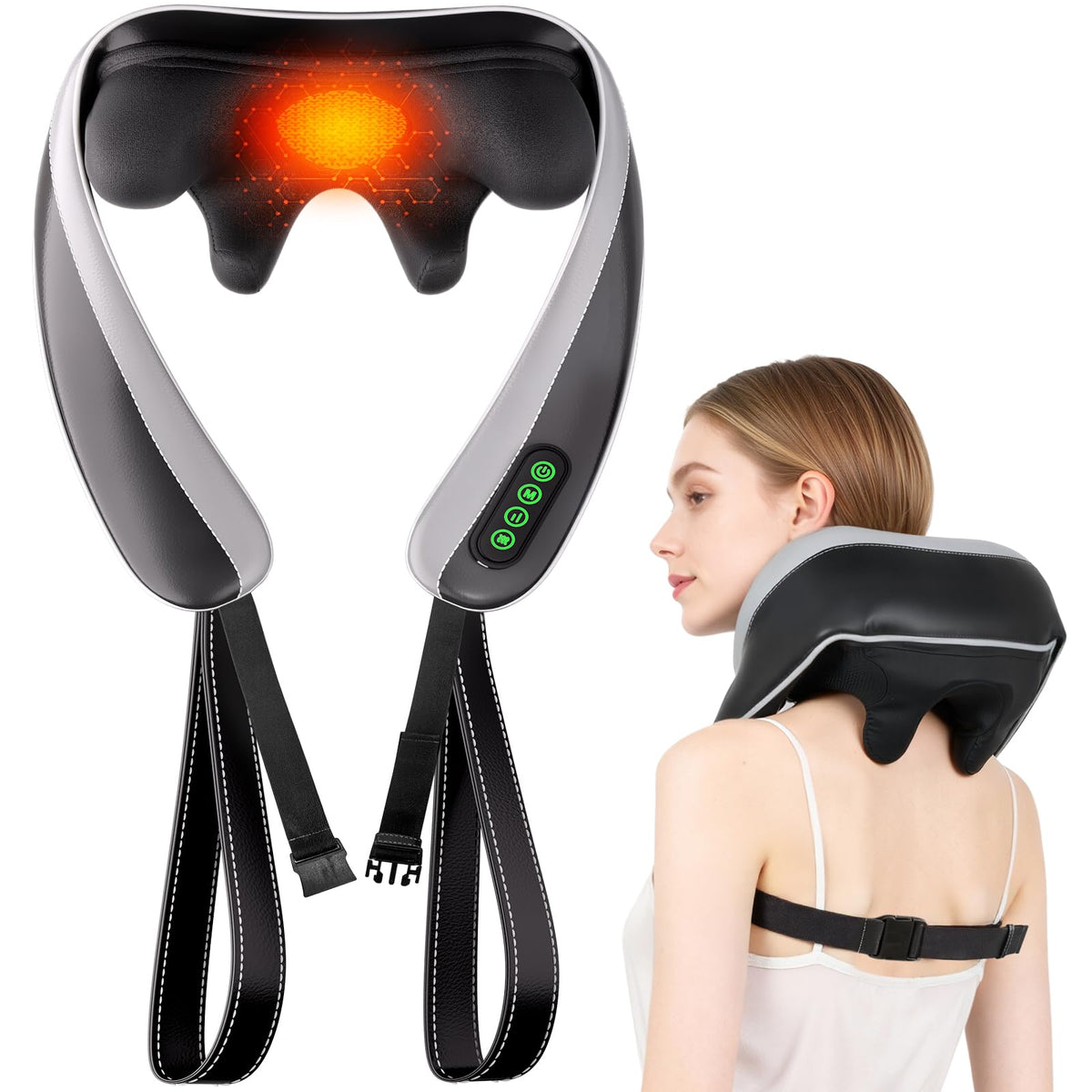 Senluyi 6D neck massager front view with heat for neck relief