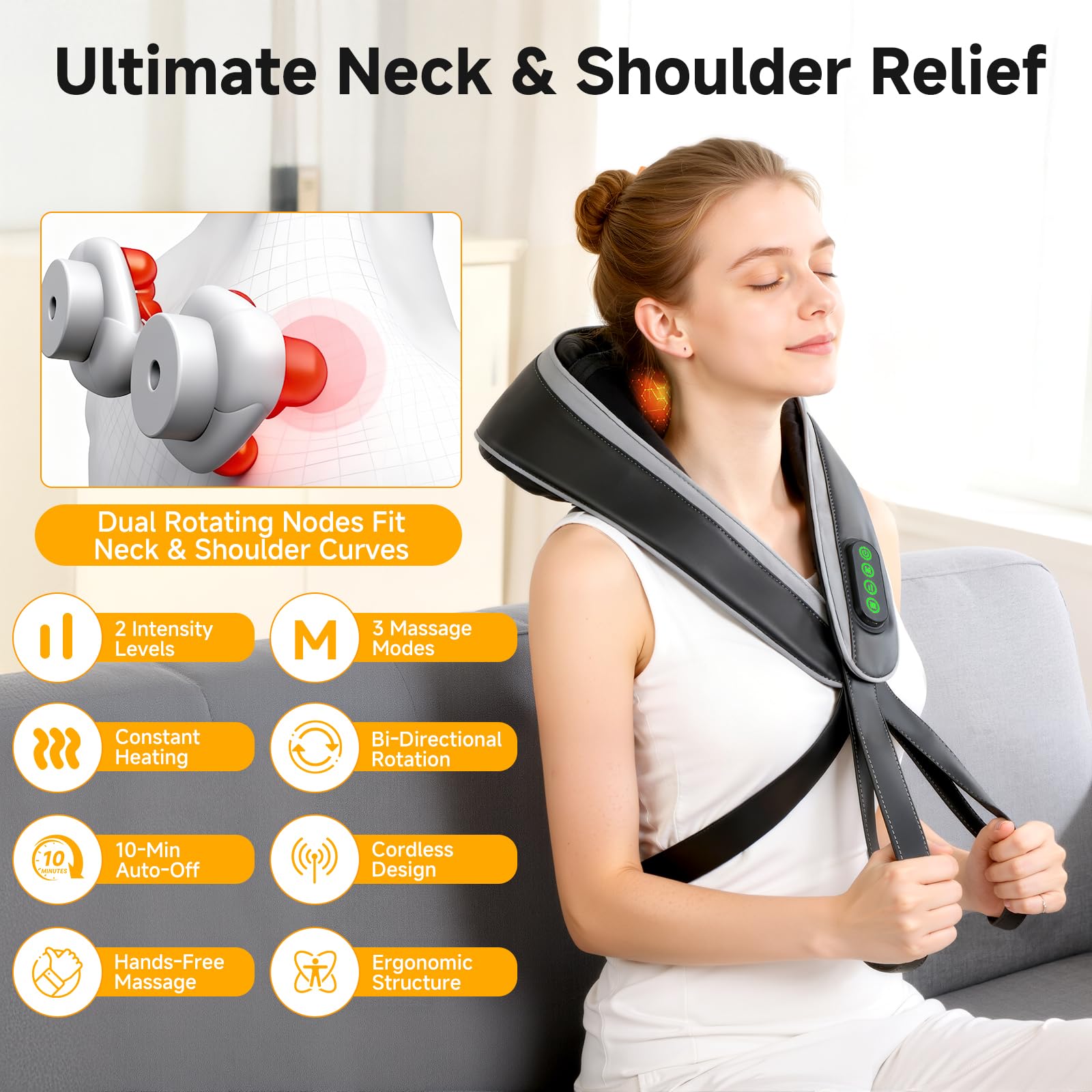 Senluyi neck massager worn, shoulder-back style for hands-free relief
