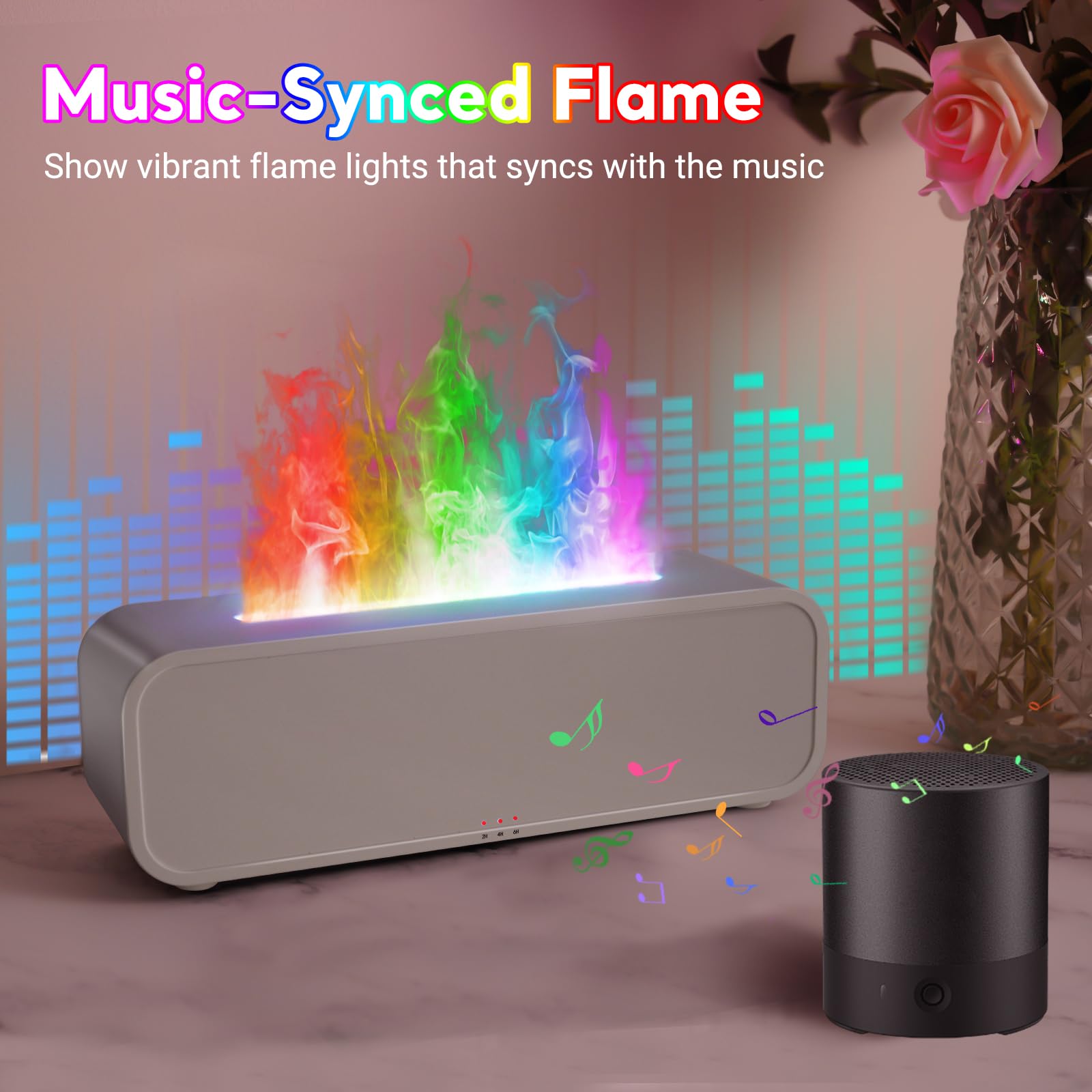 SENMUL diffuser with rainbow lights provides mood lighting for living spaces.
