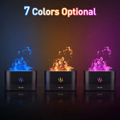 SENMUL LED flame diffuser close-up showing color transitions for mood lighting.