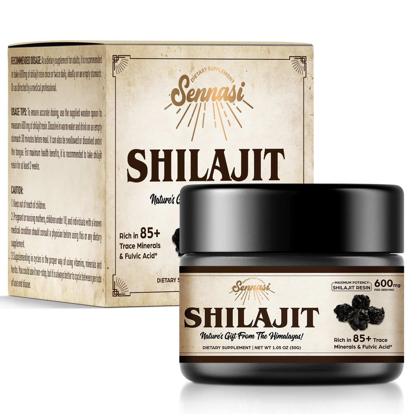 Sennasi Shilajit resin 3-pack packaging for convenient routine