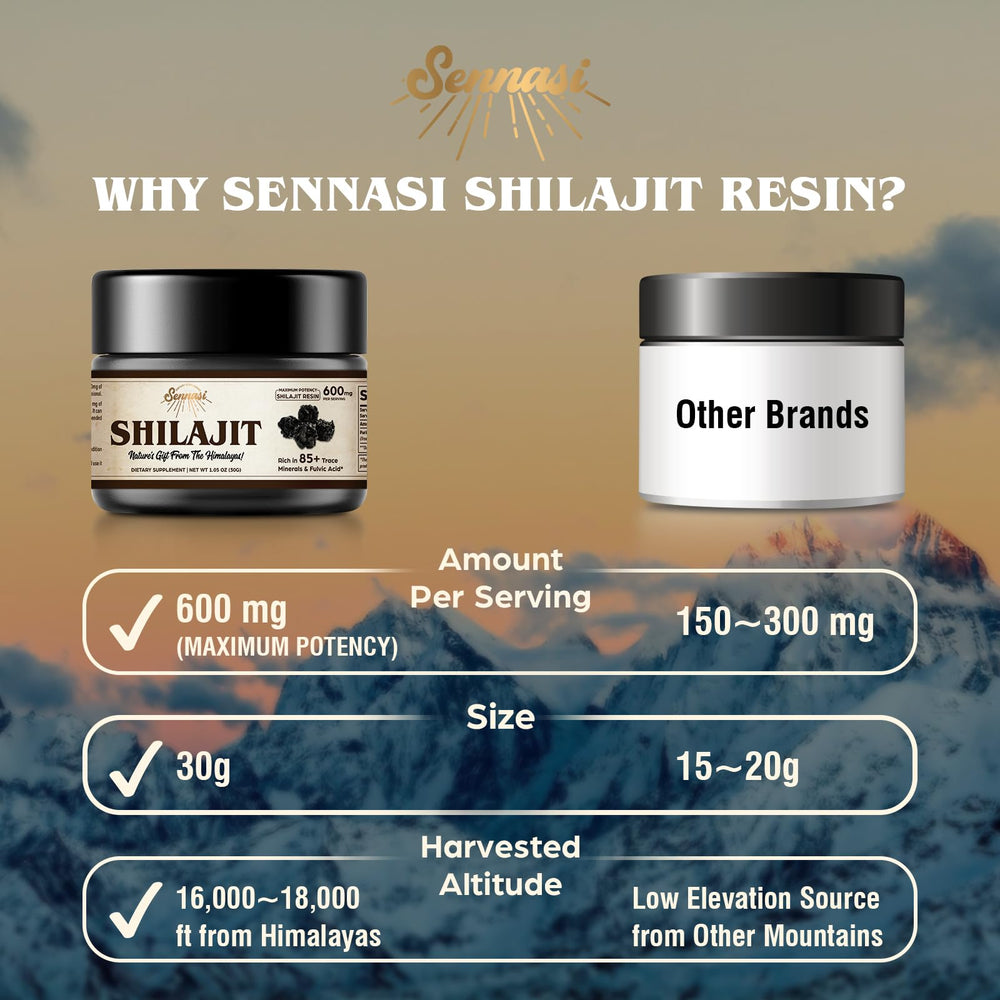 Sennasi Shilajit resin measuring stick shows recommended portion.
