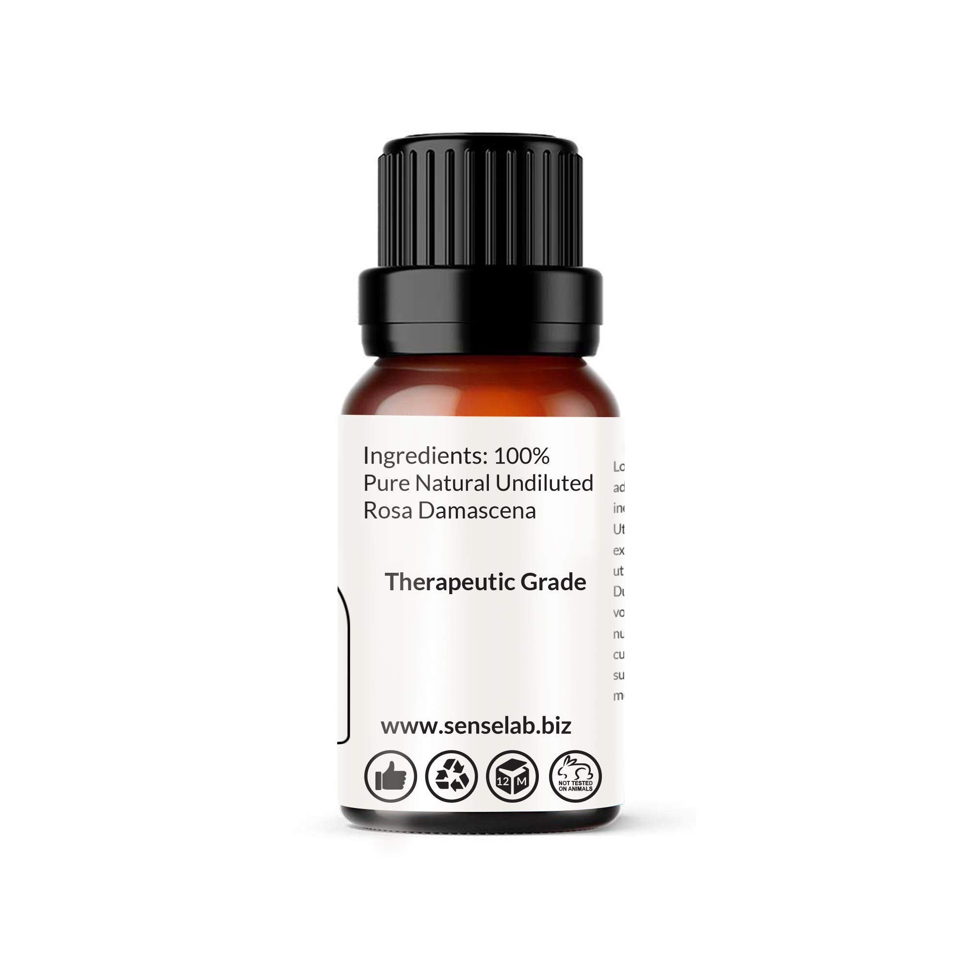SenseLAB Rose Damascena pure oil ingredients highlight steam distillation quality.
