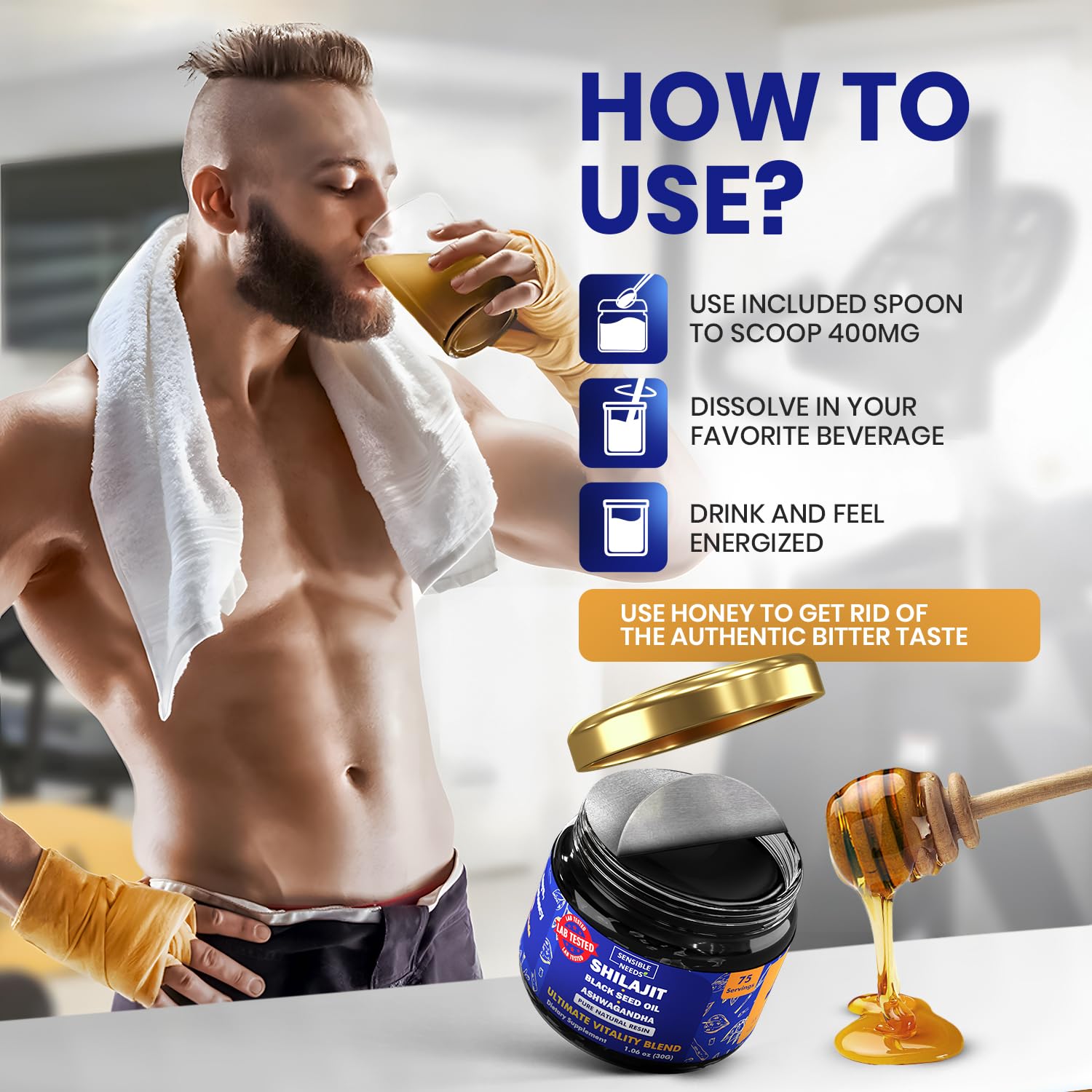 Sensible Needs Filtración Nano Shilajit para mayor pureza.