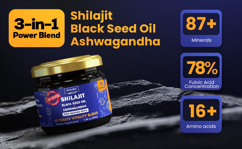 Sensible Needs Preparación de bebida Shilajit para mezclar en agua.