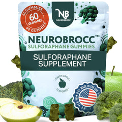 Sensory Scout NeuroBrocc bottle with vegan broccoli sprout gummies for daily wellness.