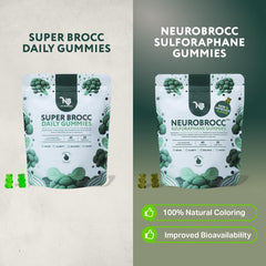 Green apple-flavored NeuroBrocc gummies, kid-friendly and tasty sulforaphane source.