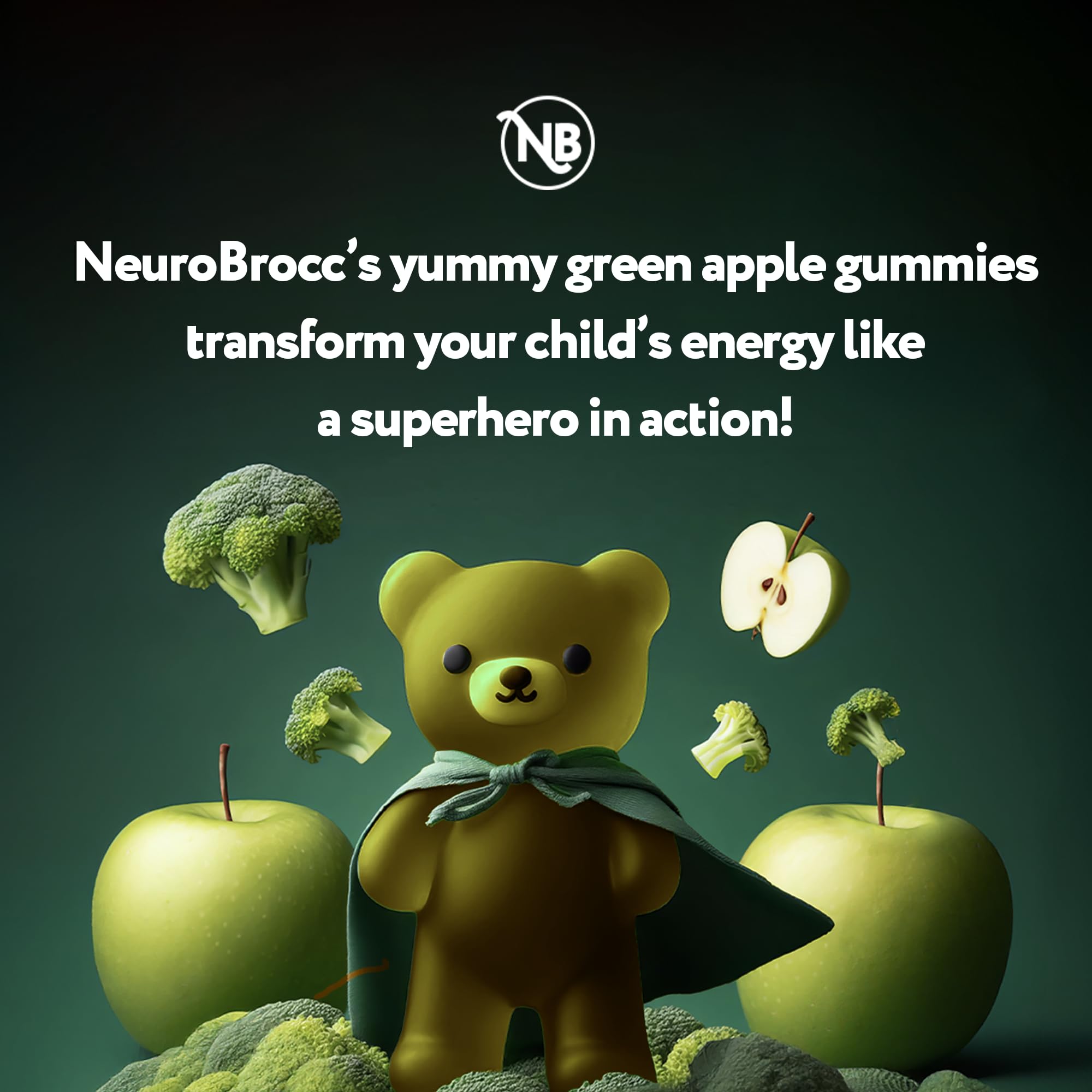 Close-up of NeuroBrocc gummies being poured, convenient on-the-go nutrition.