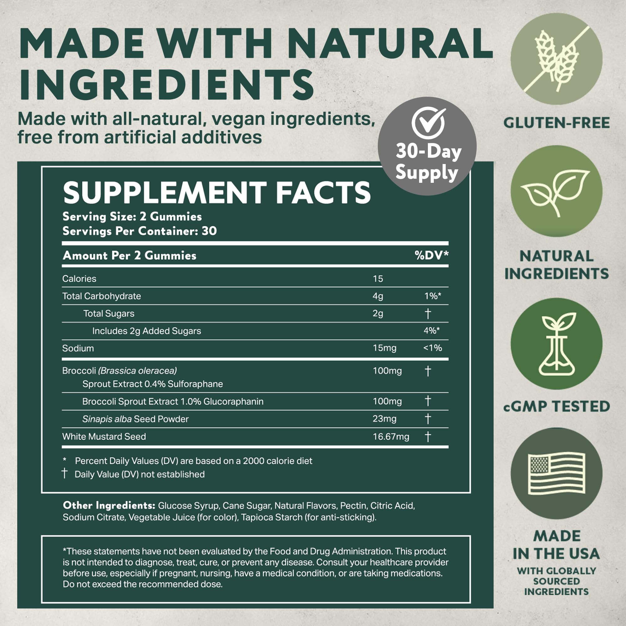 All-natural vegan ingredients label emphasizes a clean daily supplement.