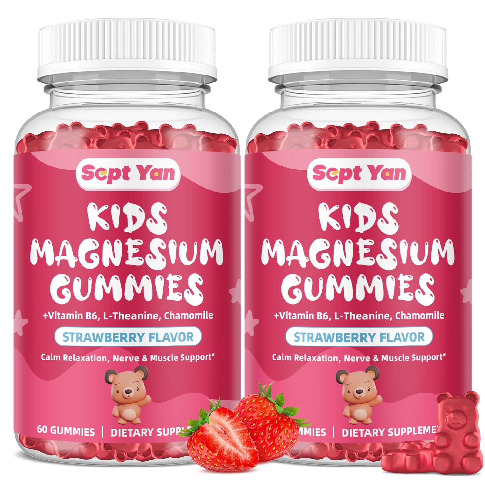 Sept Yan Kids Magnesium Gummies bottle shows easy, chewable calm for evenings