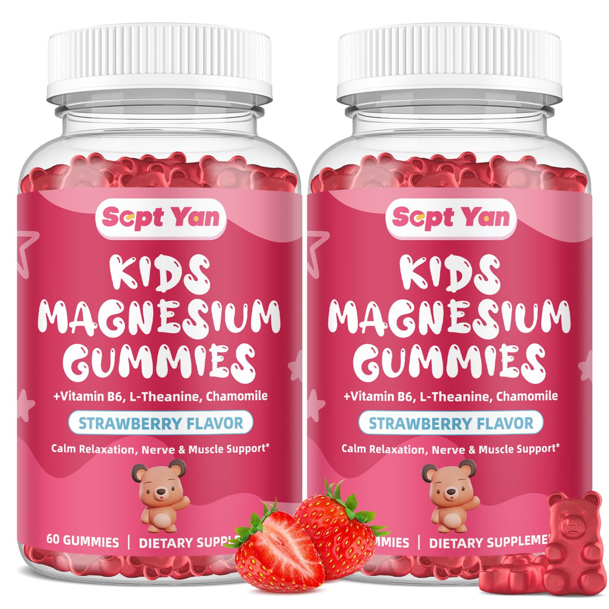 Sept Yan Kids Magnesium Gummies bottle shows easy, chewable calm for evenings