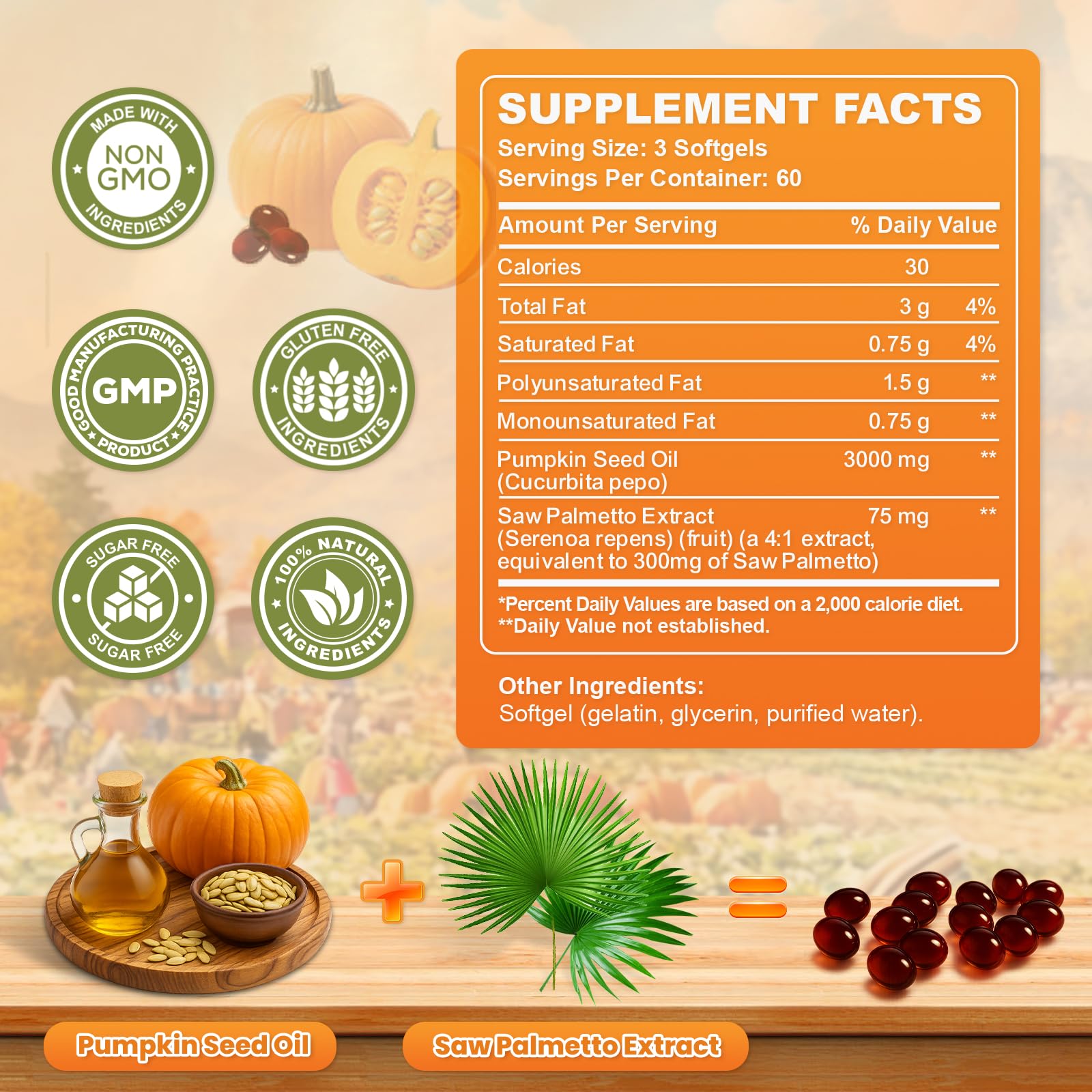 SEPT YAN pumpkin seed oil capsules blister pack highlights clean non-GMO formula