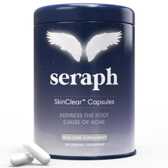 Seraph acne supplement bottle for daily skin support.
