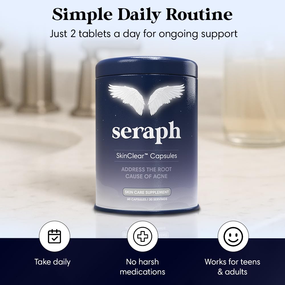 Measuring daily dosage of Seraph capsules with glass of water.