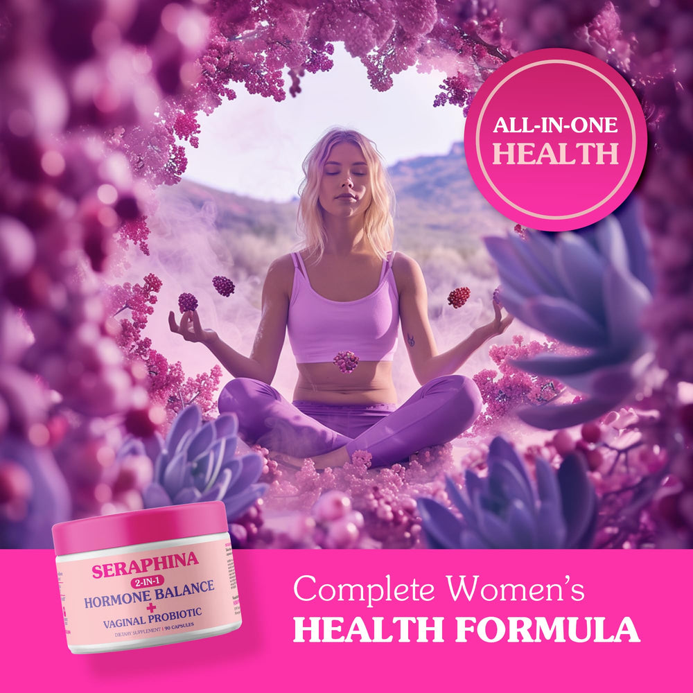 Seraphina 90 capsules visual reinforces comprehensive feminine care routine.