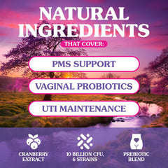 Seraphina bottle pour image suggests on-the-go use for urinary tract health.