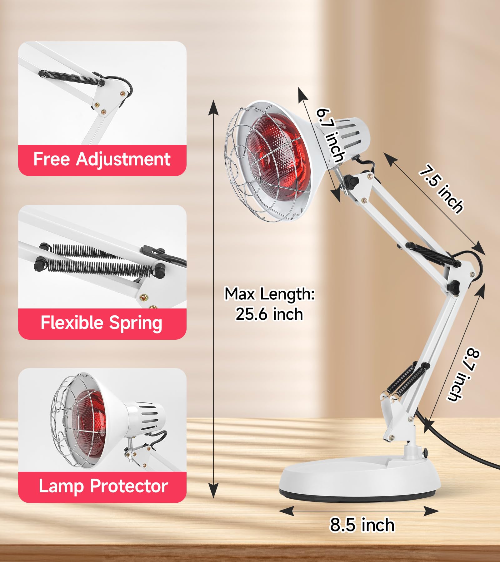 Lamp positioned over back or shoulders during use.