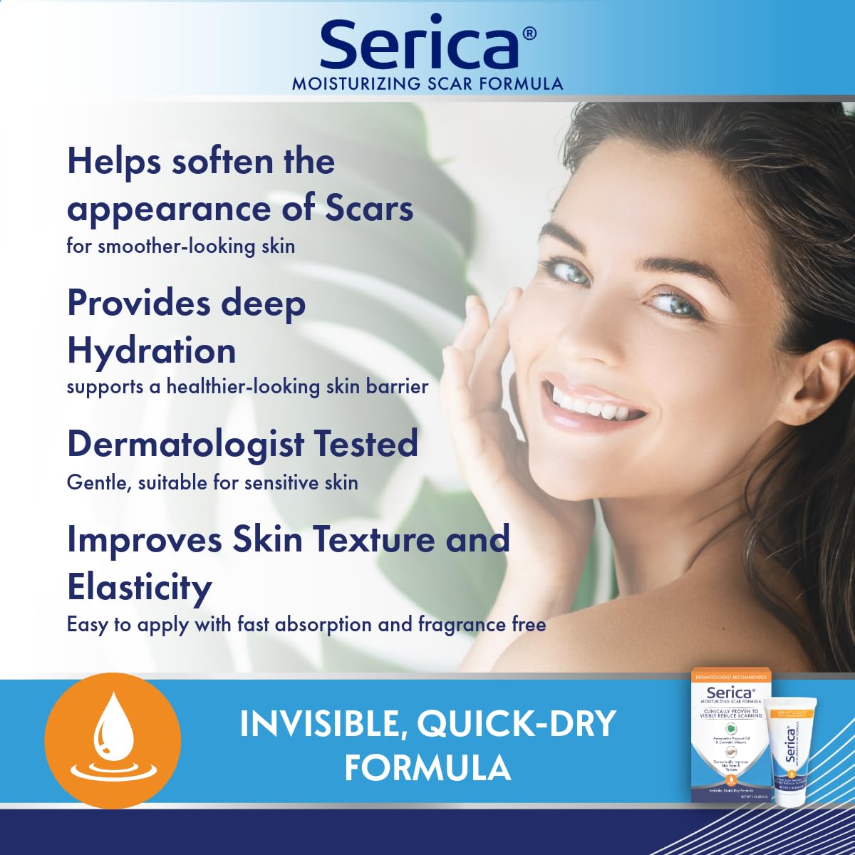Serica Scar Gel being applied on skin for smooth, non-greasy feel.