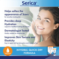 Serica Scar Gel being applied on skin for smooth, non-greasy feel.