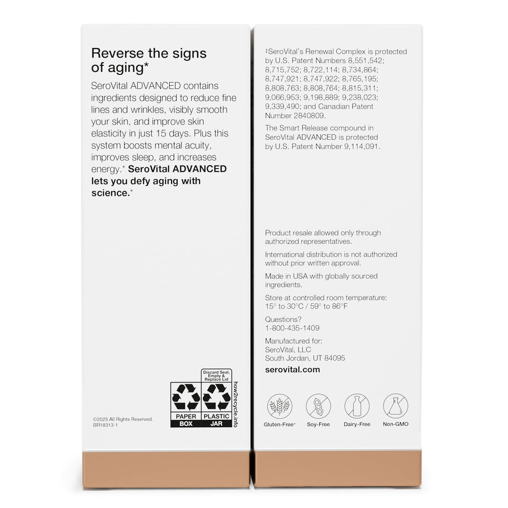 SeroVital Advanced hyaluronic acid helps plump skin and smooth texture.
