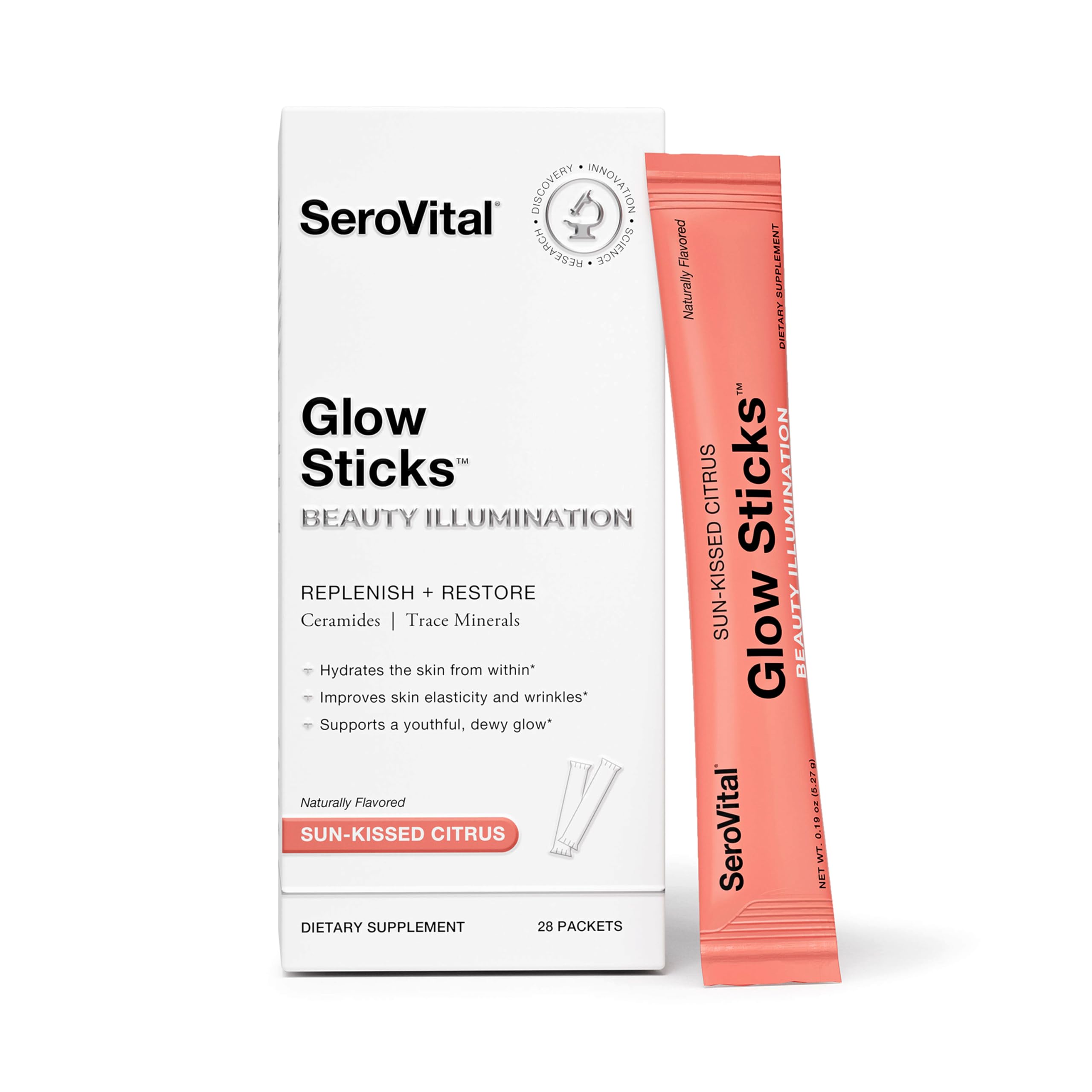 Serovital Glow Sticks sachet close-up showing convenient hydration support