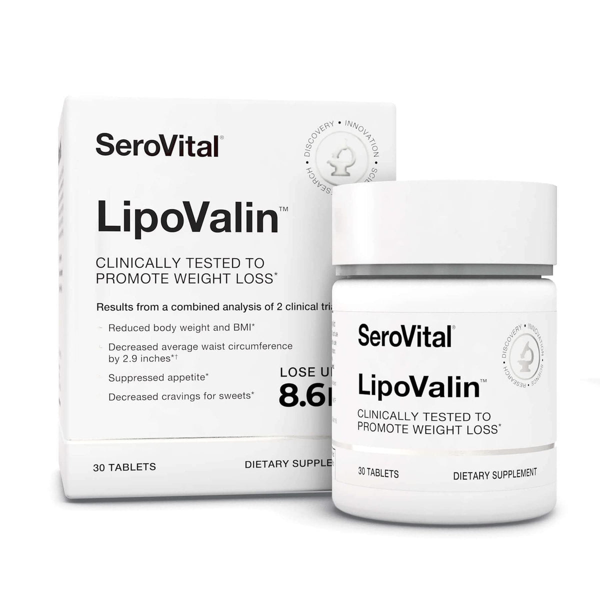 Serovital LipoValin bottle front view showing daily weight management support
