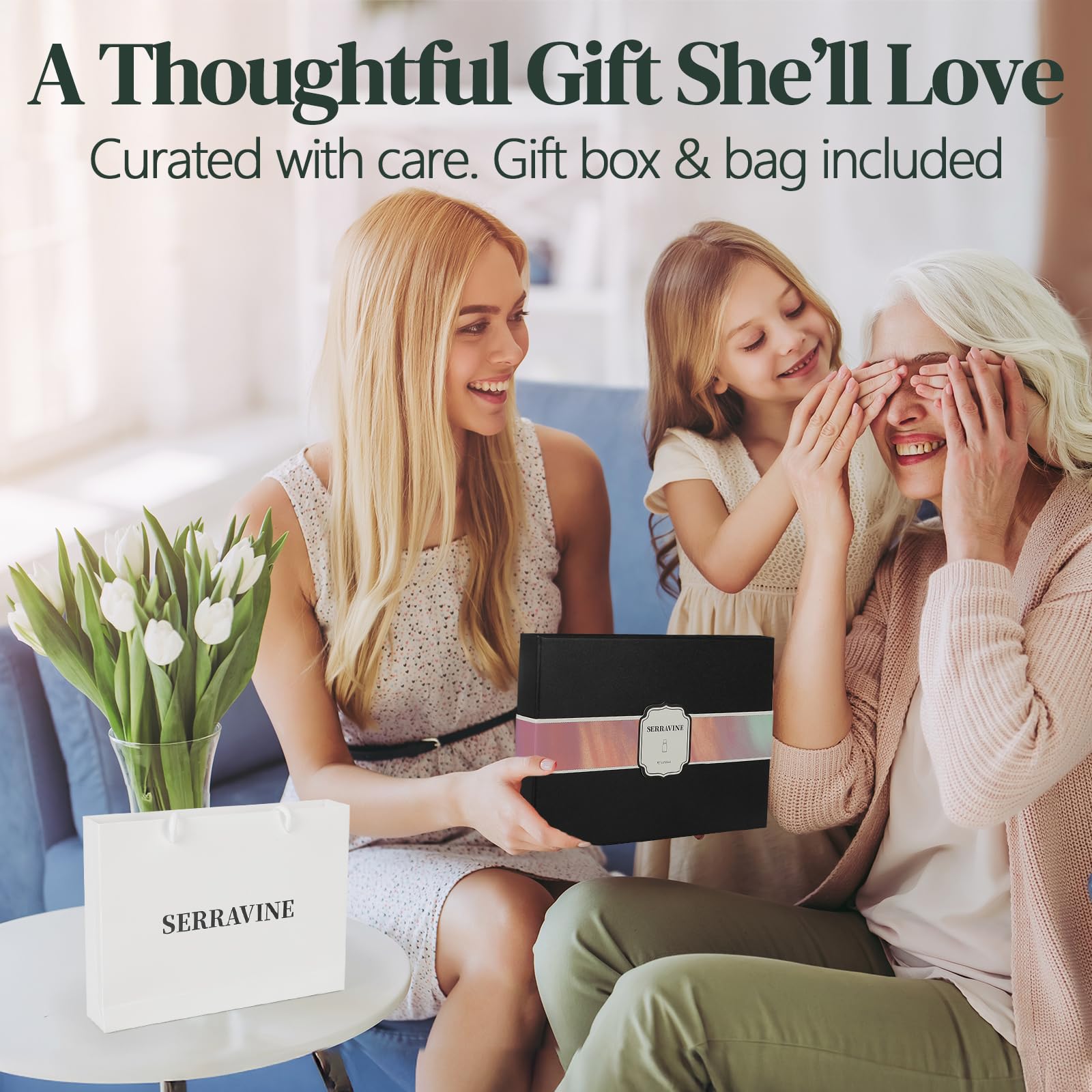 Serravine rose oil bottle for romantic, floral ambiance.