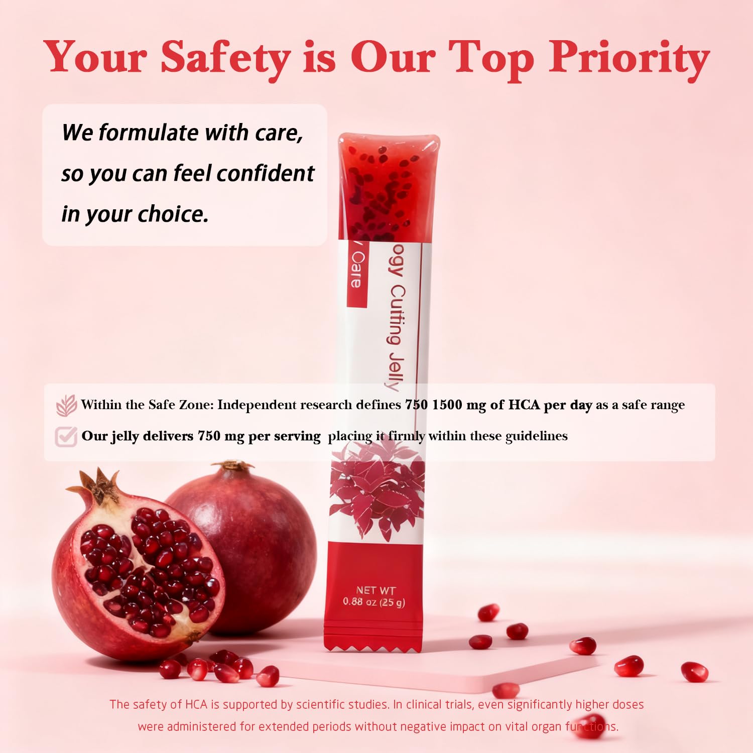 Jelly stick features Garcinia Cambogia and chia ingredients for daily wellness.
