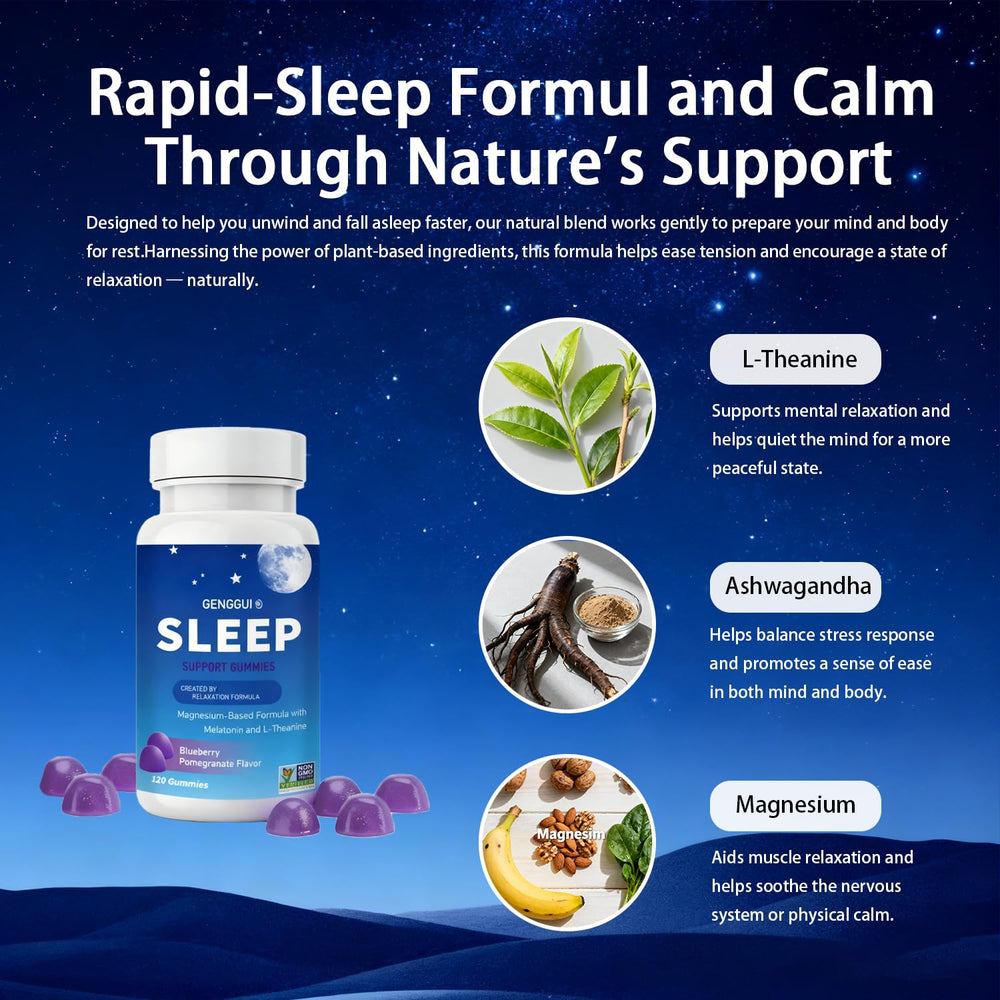 SERSANVE Sleep Gummies blueberry-pomegranate flavor promotes a calming bedtime routine.