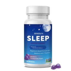 SERSANVE Sleep Gummies bottle closeup showcases premium ingredients for nighttime use.