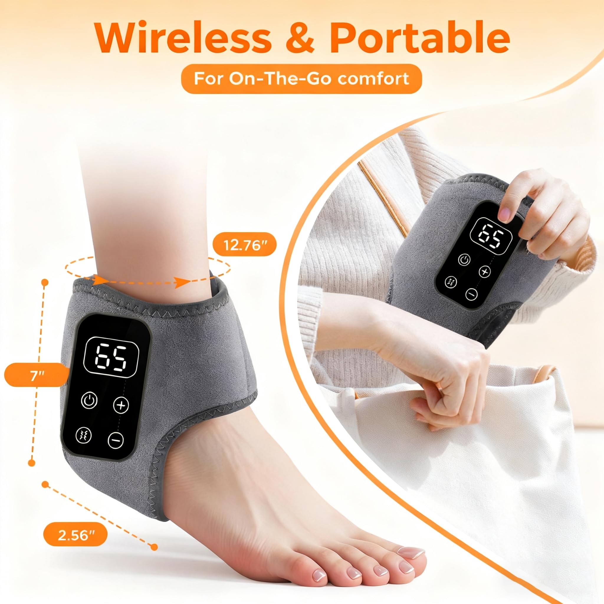 Seryuc Foot Massager wireless recharge emphasizes cord-free use anywhere.