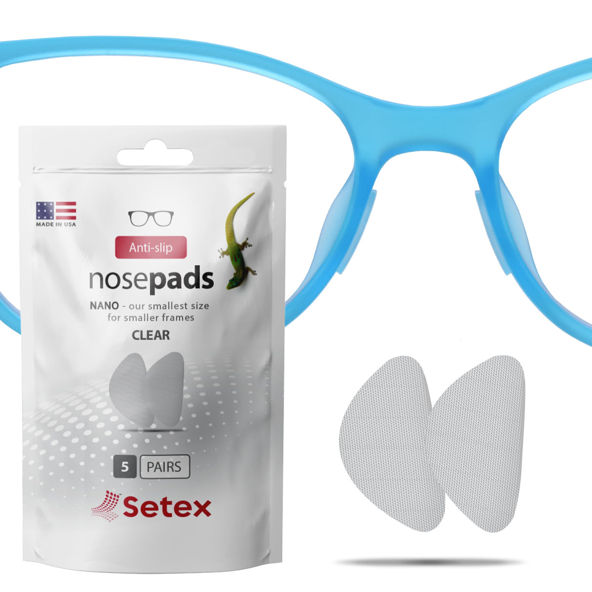 Setex Gecko Grip Nano nose pads close-up with thousands of fibers for secure grip.