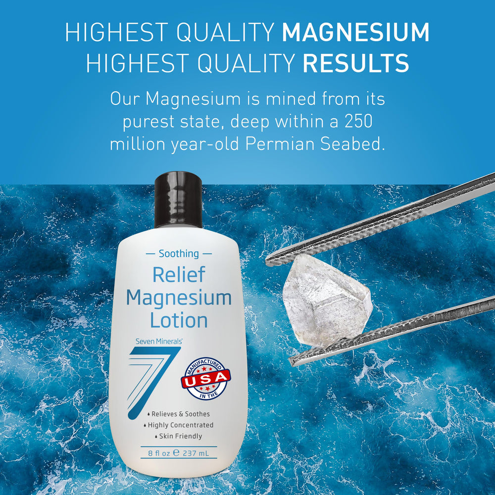 Seven Minerals magnesium lotion as part of a bedtime relaxation ritual