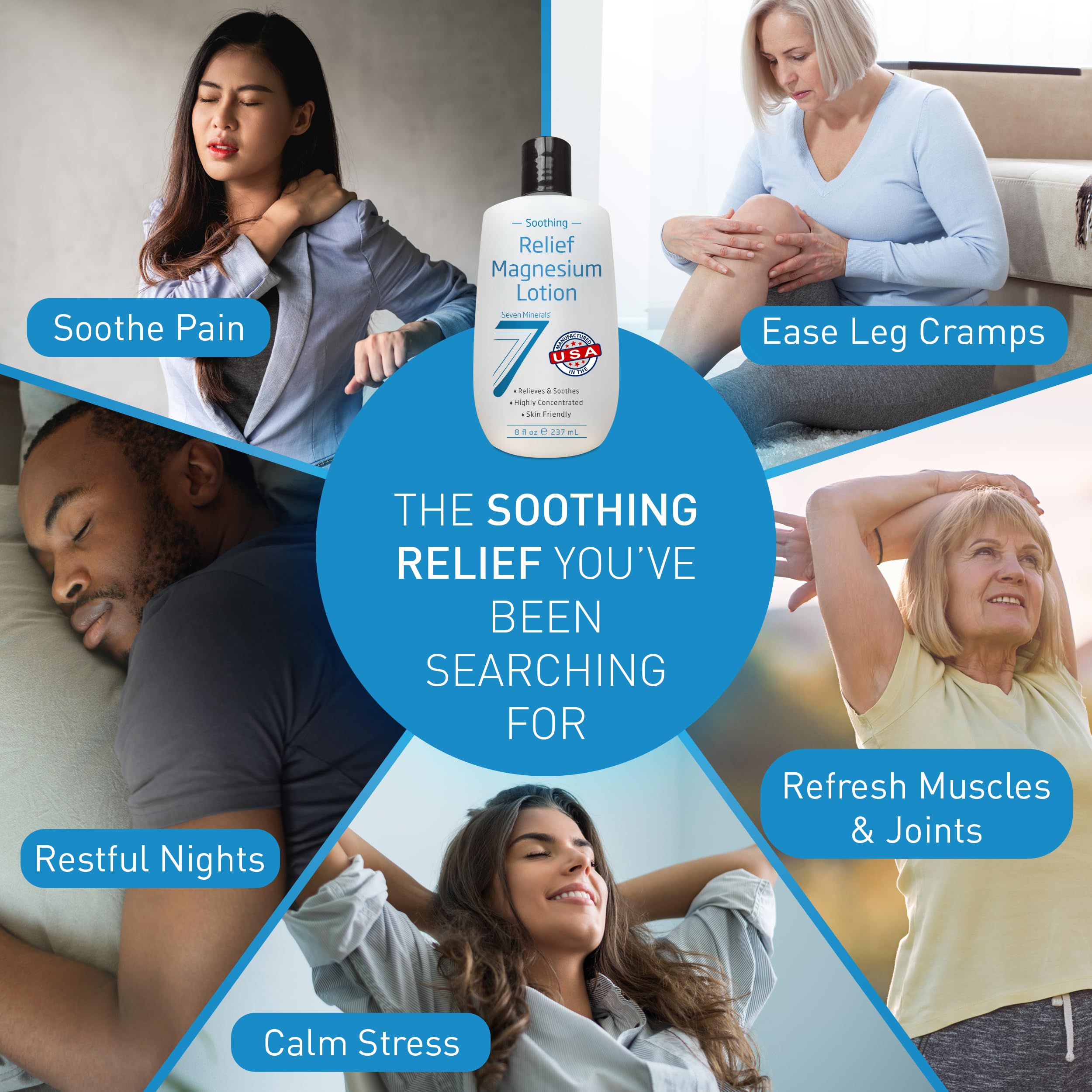 Seven Minerals magnesium lotion applied to hands for quick absorption
