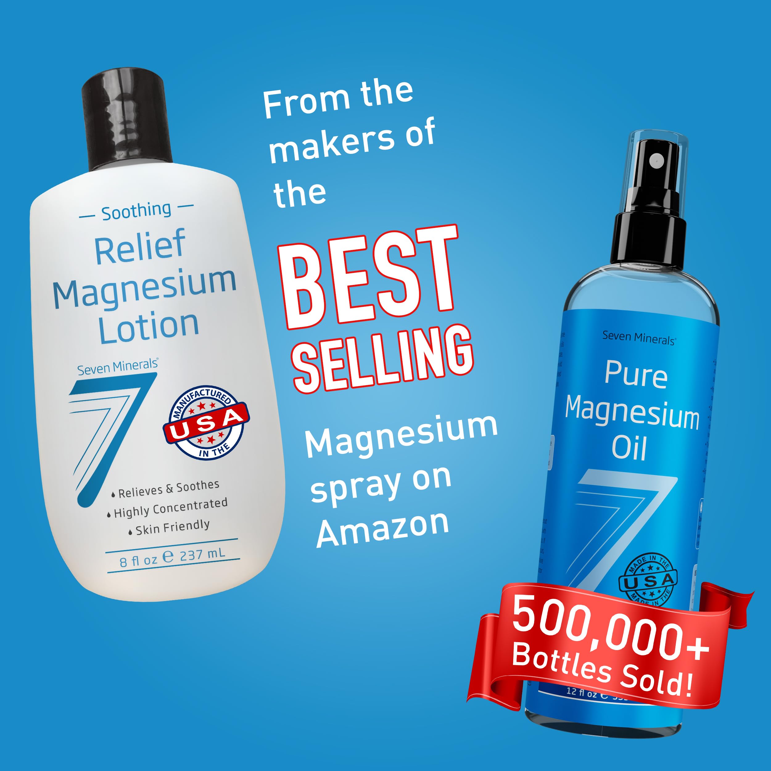 Seven Minerals magnesium lotion highlights avocado and mango butter for moisture