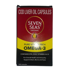Close-up of Seven Seas Cod Liver Oil Capsules for easy daily use