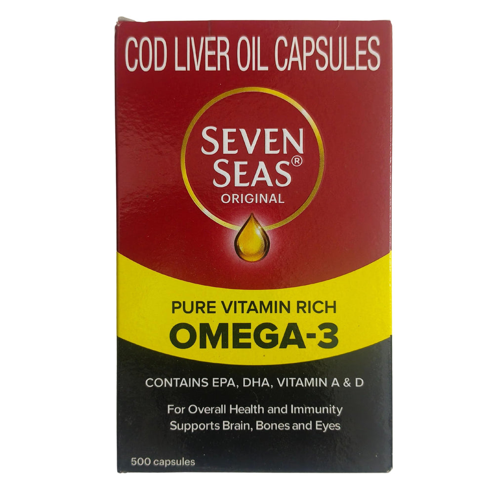Seven Seas Cod Liver Oil Capsules dosed with spoon for portion control