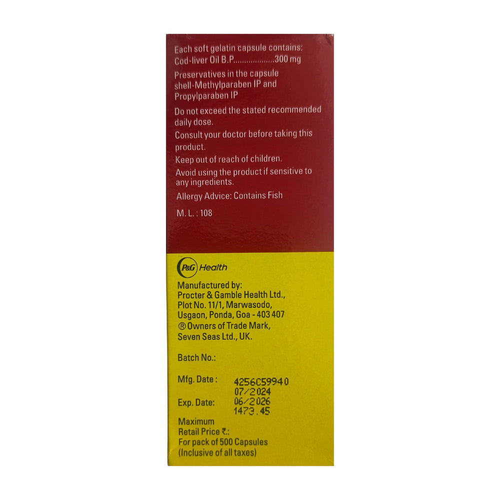 Seven Seas Cod Liver Oil Capsules with glass of water for daily ritual